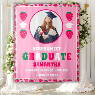 Strawberry Photo Graduation Party Backdrop Tapestry