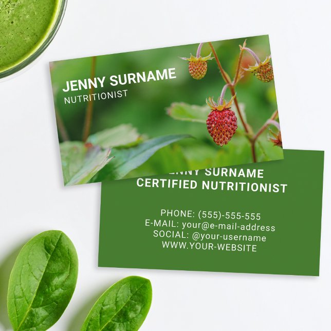 Strawberry Photo Health Coach And Nutritionist Business Card (Creator Uploaded)