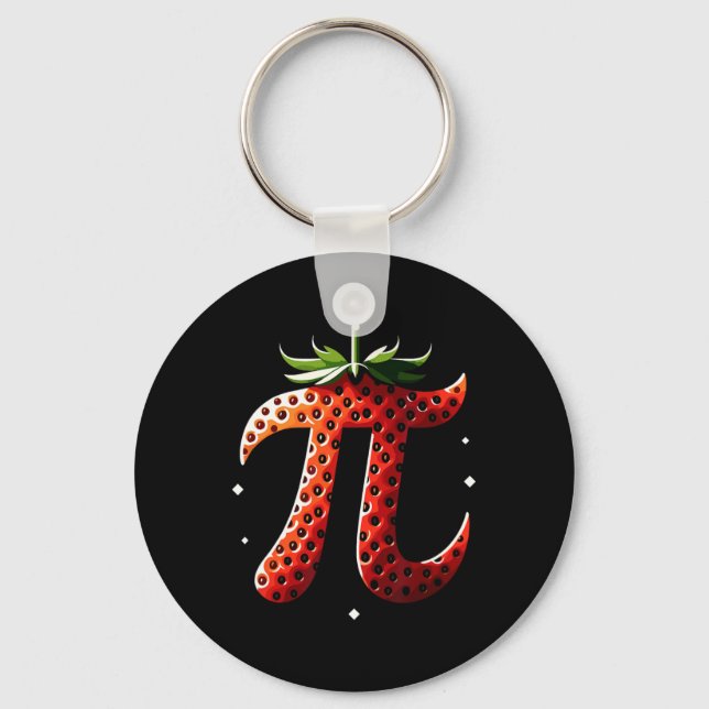 Strawberry Pi Day Funny Math Teacher Student 3.14  Key Ring (Front)