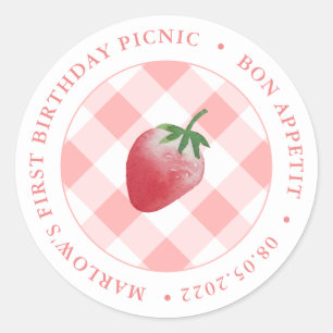 Strawberry Picnic Party Thank You Or Welcome Classic Round Sticker