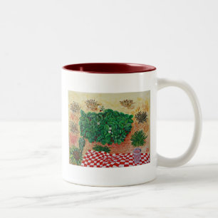 Strawberry Picnic with Little Doubt Two-Tone Coffee Mug