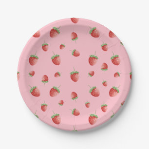 Strawberry Pink Birthday Paper Plate