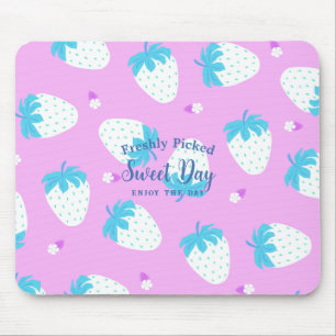 Strawberry Pink Blue Mouse Mat