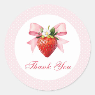 Strawberry Pink Coquette Baby Shower Thank You Classic Round Sticker