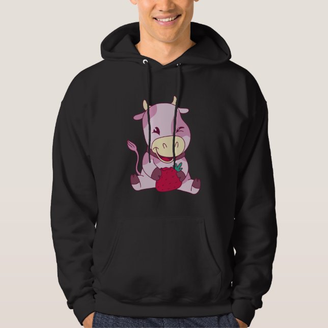Strawberry Pink Cow Milk Hoodie (Front)