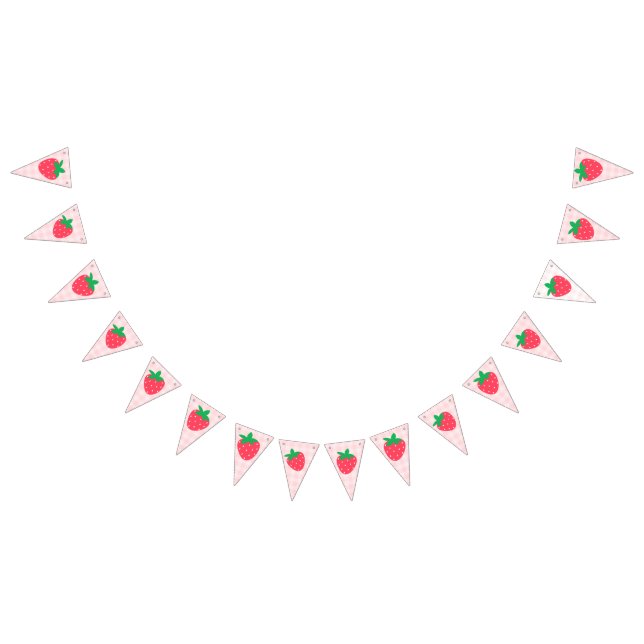 Strawberry Pink Cute Berry First 1st Baby Birthday Bunting (All)