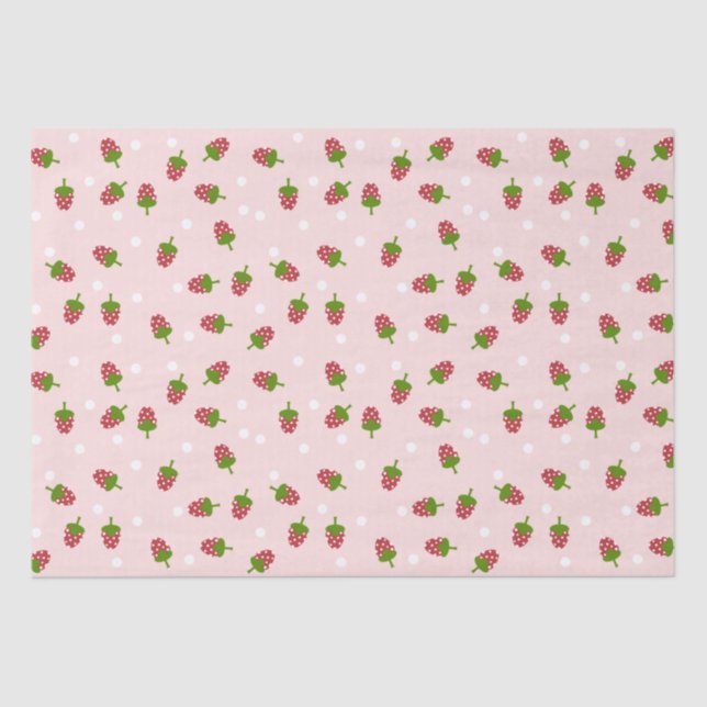 Strawberry Pink Cute Kawaii Girly Soft Pastel Tissue Paper (Front)