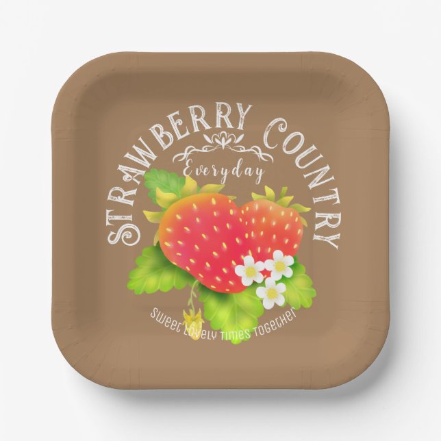 Strawberry Pink Design. Paper Plate (Front)