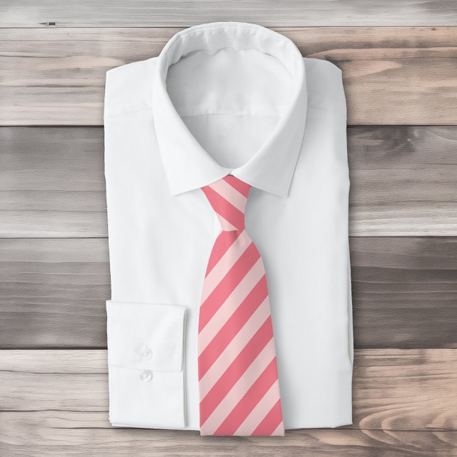 Strawberry pink diagonal stripes pattern tie (Creator Uploaded)
