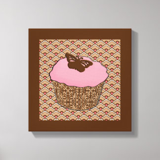 Strawberry Pink Frosted Cupcake Canvas Print