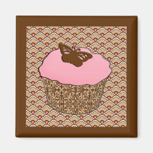 Strawberry Pink Frosted Cupcake Magnet