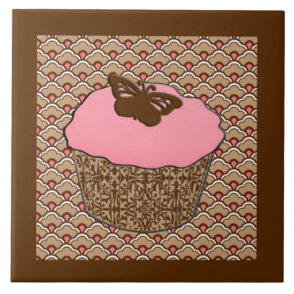 Strawberry Pink Frosted Cupcake Tile