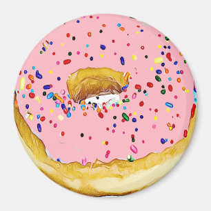 Strawberry Pink Frosted Doughnut Sprinkles Magnet