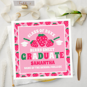 Strawberry Pink Graduation Party Napkin