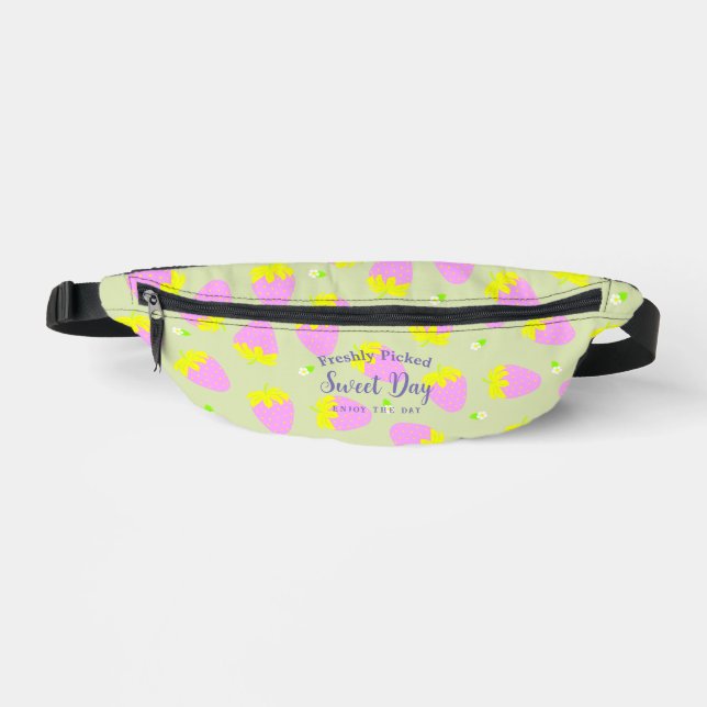 Strawberry Pink Green Fanny Pack (Front)