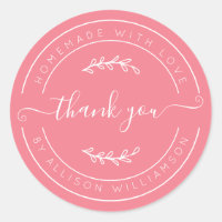 Strawberry Pink Homemade Thank You Label