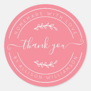 Strawberry Pink Homemade Thank You Label