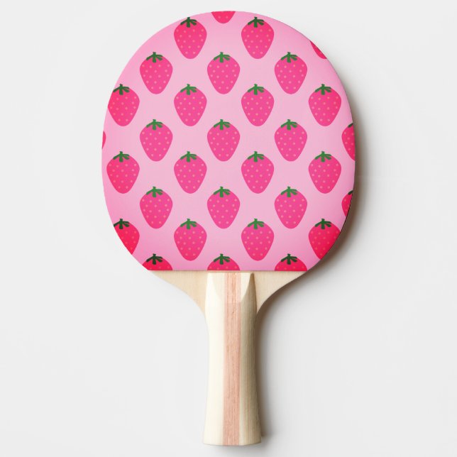 strawberry pink pattern ping pong paddle (Front)