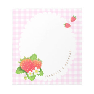 Strawberry Pink Plaid Notepad