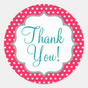 Strawberry Pink Polka Dots Classic Round Sticker