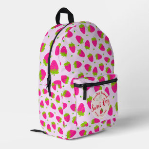 Strawberry Pink Printed Backpack