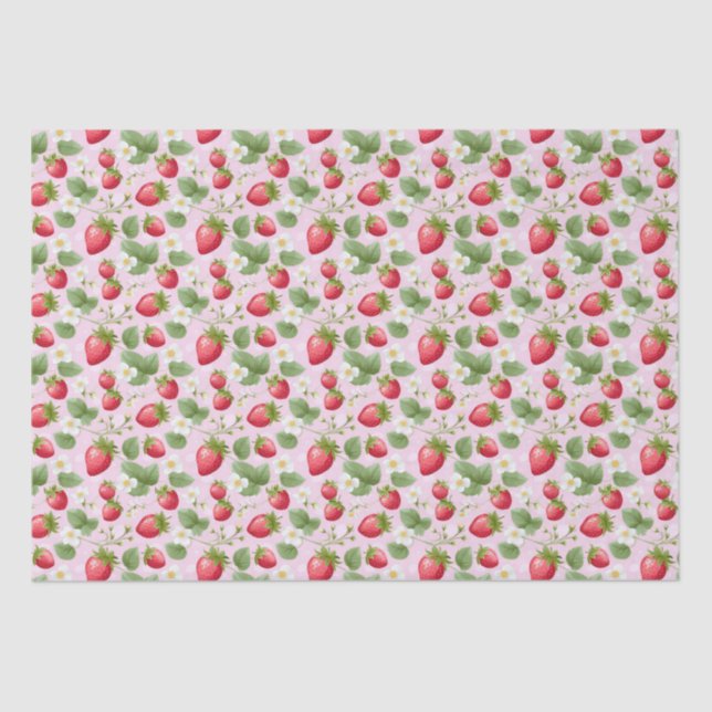 Strawberry Pink Red Baby Shower Birthday  Tissue Paper (Front)