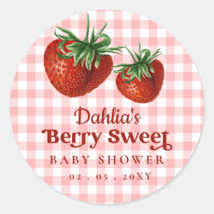 Strawberry Pink Red Berry Sweet Baby Shower Classic Round Sticker