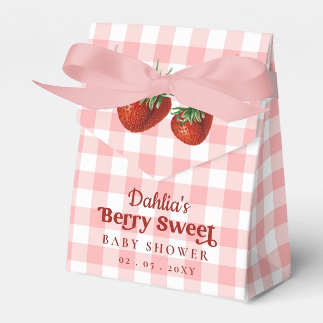 Strawberry Pink Red Berry Sweet Baby Shower Favour Box (Front Side)