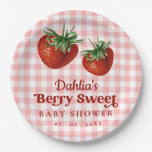 Strawberry Pink Red Berry Sweet Baby Shower Paper Plate