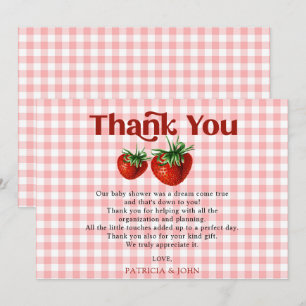 Strawberry Pink Red Berry Sweet Baby Shower Thank You Card