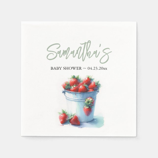 Strawberry Pint Baby Shower Napkin (Front)