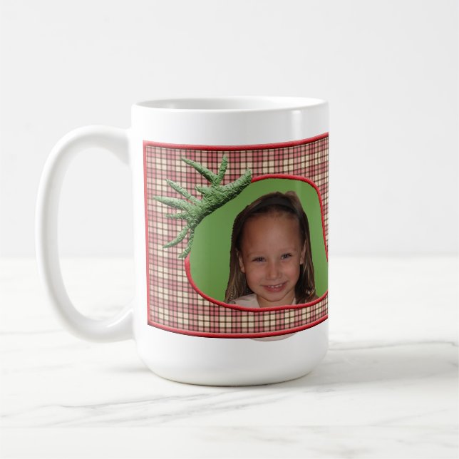 Strawberry Plaid Customisable Photo Mug (Left)