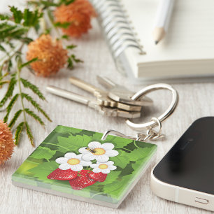 Strawberry Plant Key Ring