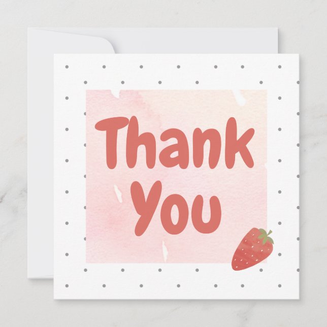 Strawberry polka dot Thank you Card (Front)