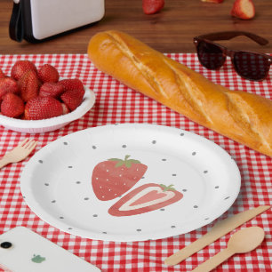 Strawberry polka dots paper plate