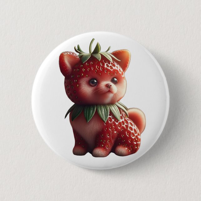 Strawberry Pomeranian 6 Cm Round Badge (Front)