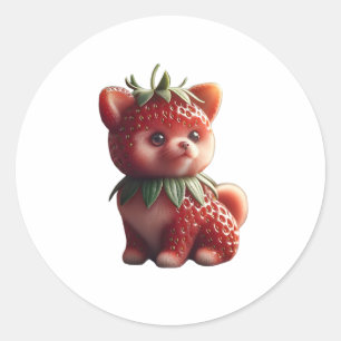 Strawberry Pomeranian Classic Round Sticker