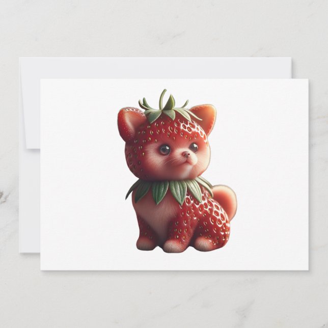 Strawberry Pomeranian Invitation (Front)