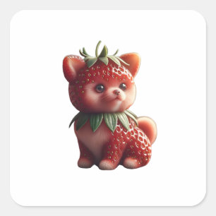Strawberry Pomeranian Square Sticker