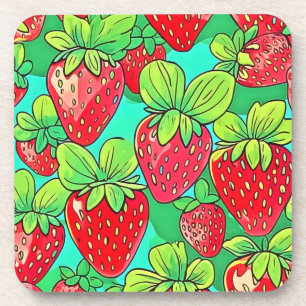 Strawberry Pop Art Pattern Coaster