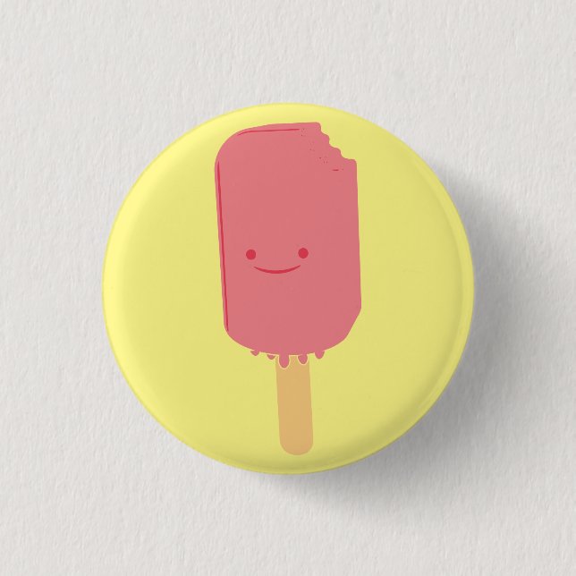 Strawberry Popsicle Cartoon Drawing 3 Cm Round Badge (Front)