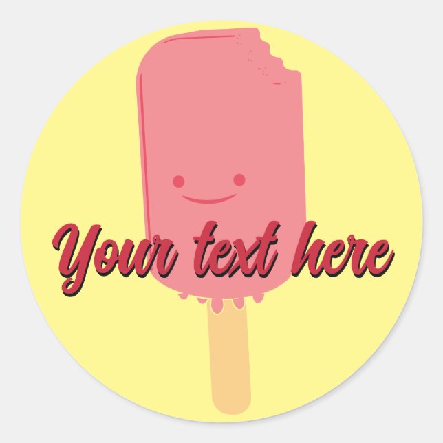 Strawberry Popsicle Cartoon Drawing Classic Round Sticker (Front)