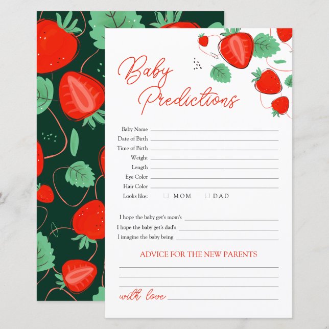 Strawberry Prediction For Baby Shower (Front/Back)