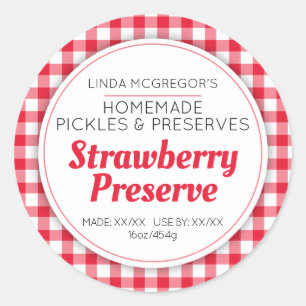 Strawberry preserve green round  jam jar label
