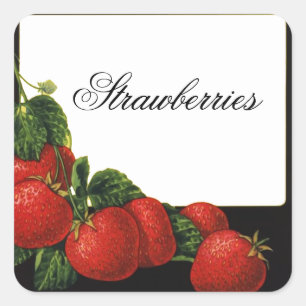 STRAWBERRY Preserve ,Jam,Canning Square Sticker