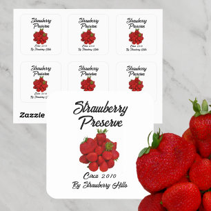 Strawberry Preserve Photographic Canning White Square Sticker