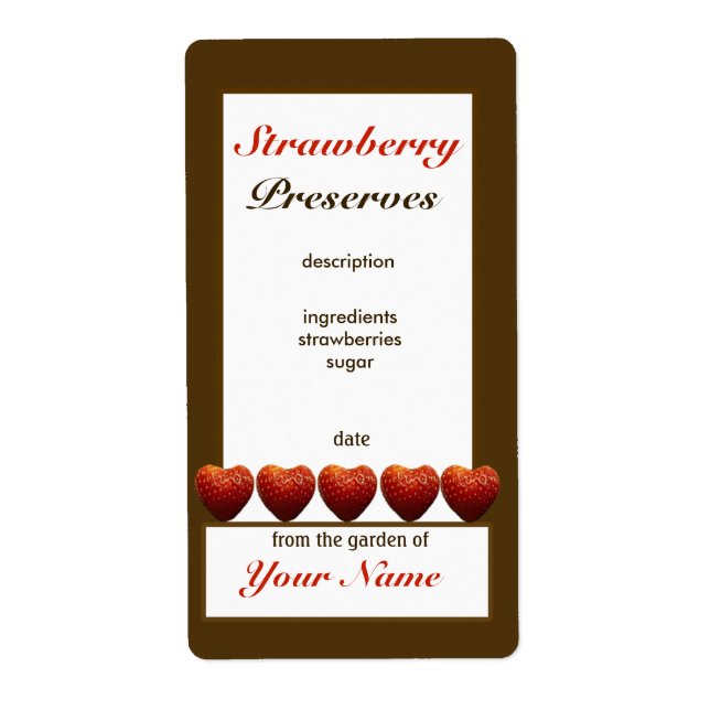 Strawberry Preserves Canning Jar Label 2 (Front)
