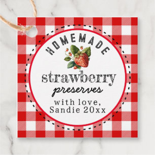 Strawberry Preserves Homemade Red Buffalo Plaid Favour Tags