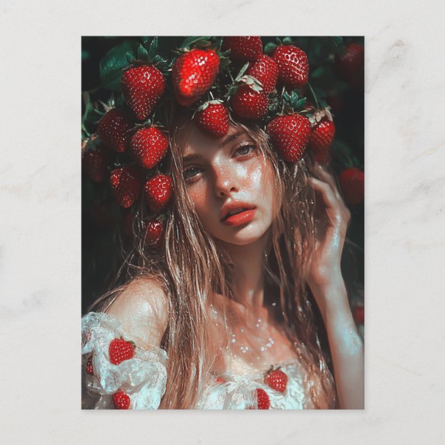 Strawberry Princess Fantasy Art Postcard (Front)