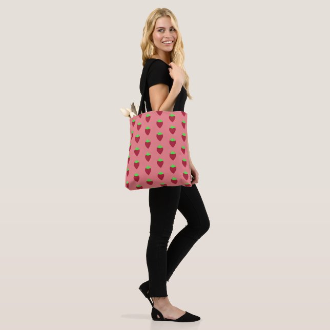 Strawberry Print Tote Bag (On Model)